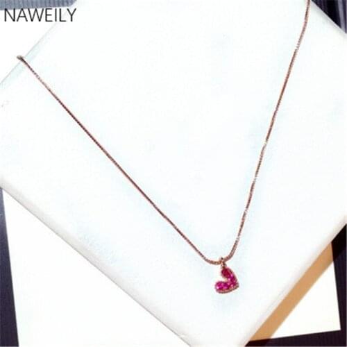 NAWEILY Exquisite Heart Rhinestone Clavicle Necklace New Fashion Cute Short Pendant Necklaces Women Jewelry NWLN352
