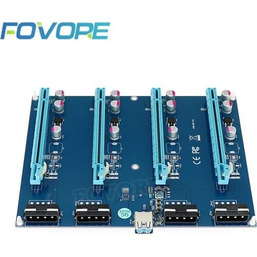 PCI-Express PCIe 1 to 4 PCI express 16X slots Riser Card PCI-E 1X to External 4 slot Adapter PCIe Port Multiplier for Mining