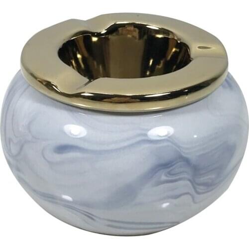 Brief imitation marble texture ceramic ashtray Creative art round office home decor ashtray