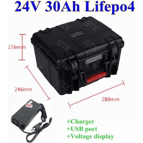 Rechargeable 24V 30Ah lifepo4 battery pack 24v with bms for 720W backup standby system E bike battery Scooter+29.2V 5A charger