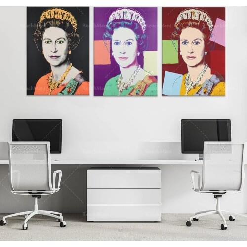 Pop art, "Queen Elizabeth of England" wall art, Queen Elizabeth II poster home decoration painting British style [Living room wa