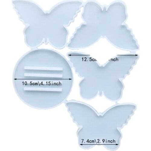 Diy Crystal Epoxy Silicone Mold Butterfly Mold Table Decorative Mirror Surface Storage Rack Mold Resin Coaster Placemat D55Y