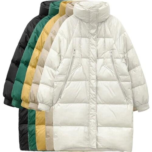 Cocoon-shaped Down Jacket Womens Long Cold Warm Winter Jackets New Loose Thick 90% White Duck Down Coat Casual Parka Overcoats