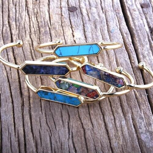 RH Fashion Boho Medal Cuff Bracelets & Bangles For Women Stone Bangles