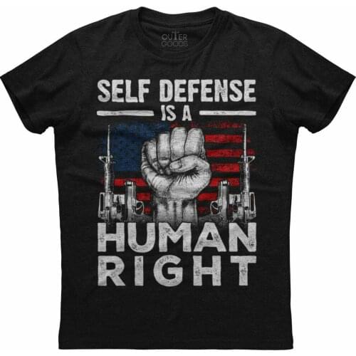 Self Defense Is A Human Right. Individualization Gun Owner Patriotic T-Shirt. Summer Cotton O-Neck Short Sleeve Mens T Shirt New