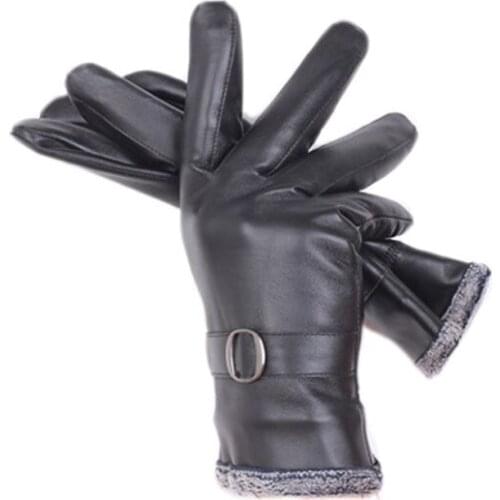 High-end Mens Woolen Leather Gloves Warm Waterproof Windproof Varnished Sheepskin Gloves