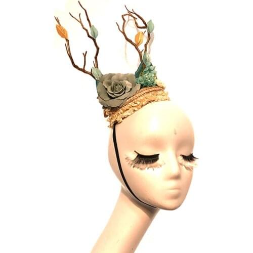 Women Gothic Fascinator Mini Top Hat Hair Clip Punk Floral Flowers Tree Branch Leaves Decoration Headwear Hair Accessories