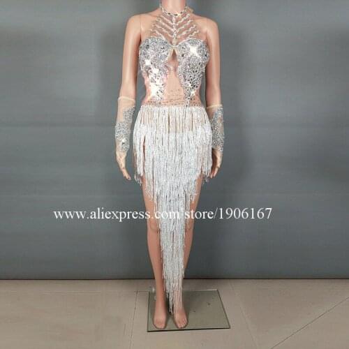 Nightclub Bar Female Sexy Rhinestone Tassel Bikini Suit Belly Dance Dress Clothes Sexy Lady Stage Performance Ballroom Costumes