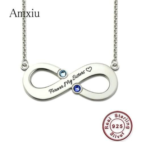 Amxiu Custom Two Names Necklace 925 Silver Necklace Personalized Bowknot Choker Necklaces For Women Girls Valentines Day Gift