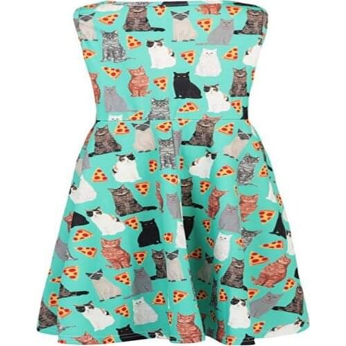 2021 New Spring and Summer Cartoon Printed Lemon Cat Flowers Vest Dresses for Women Dress Party Beach Dresses WOMEN