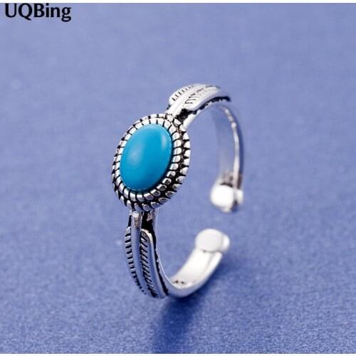 925 Sterling Silver Blue Stone Rings For Women Adjustable Size Ring Fashion Sterling Silver Jewelry