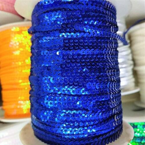 10Yard 3mm Golden Sequin Trim For Crafts Sequin Ribbon Flake String DIY Dark Blue Paillette