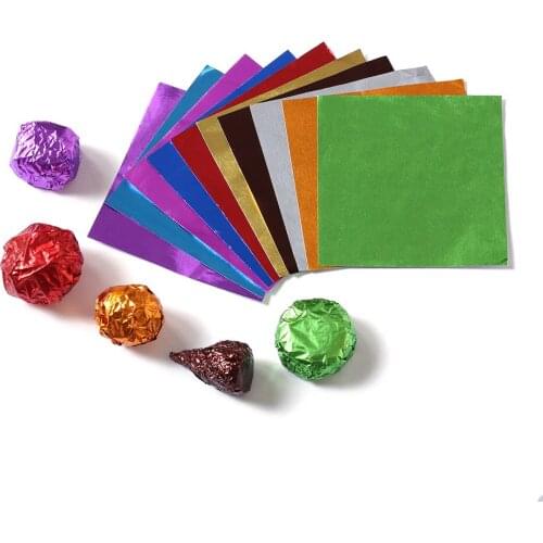 100PCS Muti-color Food Grade Aluminum Foil Package Paper Chocolate Candy Tin Food Pouches Tools Baking Accessory DIY Crafts