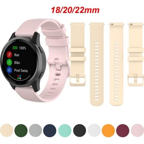 18 20 22MM Watch Band for Samsung Galaxy Watch 42mm/Garmin Vivoactive 3/Vivoactive 4 4S/Forerunner 645 Silicone Strap Watchband