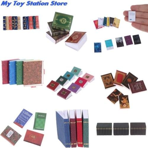 2/3/4/6Pcs 1:12 Dollhouse Miniature Book Notebook Classic Flip Book Model Scene Decor Accessories Children Toys Birthday Gifts