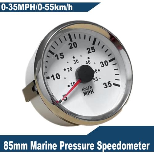 85mm 3-3/8" Boat Yacht Speedometer Pitot Tube Pressure Signal Speed Meter Gauge 0-35MPH 0-55KM/H 9-32V