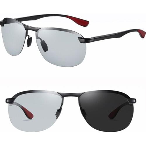 Aluminum discolor dark grey polarized pilot shape cool middle size sunglasses night vision flexi sun glasses for men