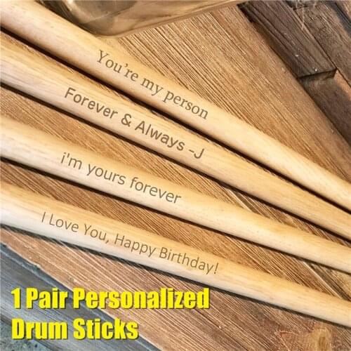 Drumsticks 1 Pair Personalized Custom Drummer Gift Size 5A Laser Engraved Maple Tips Wood Drum sticks Musician Dropshipping -19