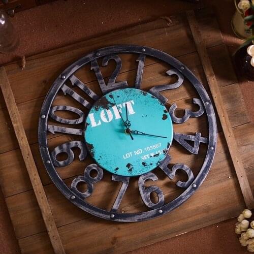 Decorative Vintage wall clocks American country wood crafts digital clock retro clock creative home digital wall hanging