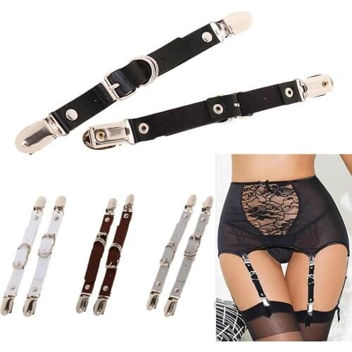1 Pair PU Leather Elastic Leg Garter Belt Strap Sexy Leg Harness Thigh-High Stockings Belt Metal Clips Suspender Strap Muticolor