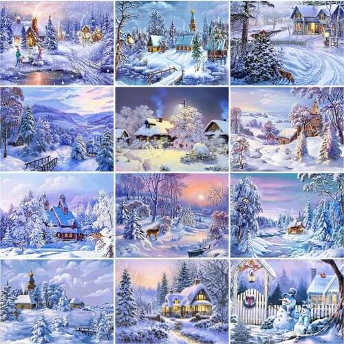 Evershine 5D DIY Diamond Painting House Rhinestone Art Full Square Diamond Embroidery Winter Scenery Handicrafts Home Decor