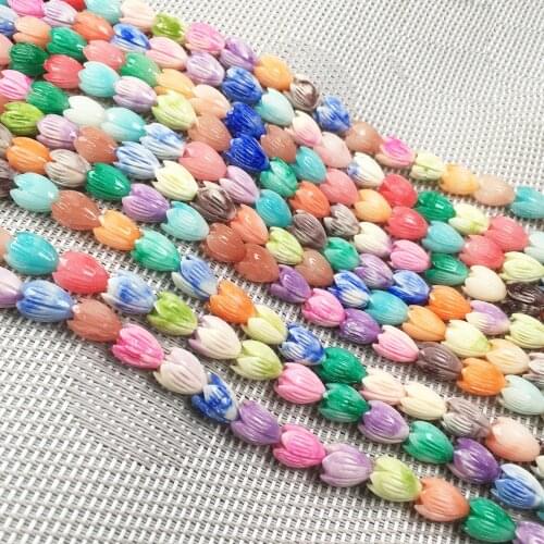 Synthetic Coral engraving Flower shape Punch loose beads isolation bead for Jewelry making DIY necklace bracelet accessories