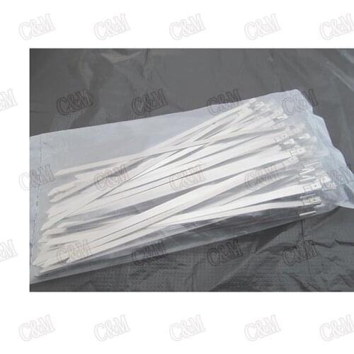 100 Pcs 4.6x350mm 13.8" Stainless Steel Cable Ties Exhaust Wrap Coated Zip Cable Ties Self Locking Cable Ties