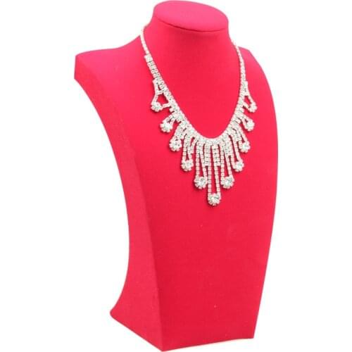 Red Velvet Necklace Jewelry Display Stand Mannequin Pendant Display Holder Model Shelf Neck Bust Frame Showcase Necklace Display