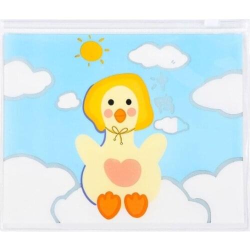 Summer Cartoon Bear Print PVC Cosmetic Bag Zipper Waterproof Toiletry Bag Travel Transparent Stationery Storage Organizer