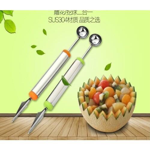 Double Head Dig Ball Scoop Spoon Baller DIY Creative Assorted Cold Dishes Tools Watermelon Melon Fruit Carving Knife Cutter
