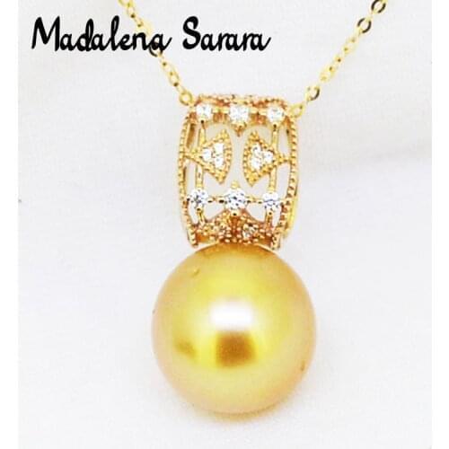 MADALENA SARARA 8-8.5mm Saltwater Pearl Pendant 14K Gold Chain Necklace Vintage Royal Style