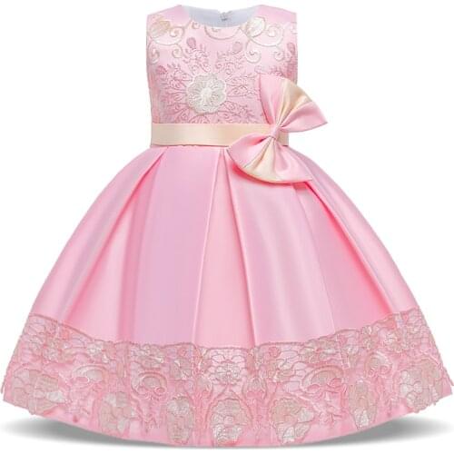 2021 Cute Kids Birthday Dress For Girl Children Costume Party Stripe Bow Princess Dresses Vestido Baby Sleeveless Girls Clothing