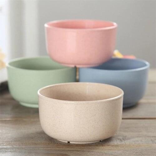4pcs/set Bowl Wheat Straw Environmental Bowl Household Rice Salad Noodle Eco Friendly Tableware Reusable For Children/kids