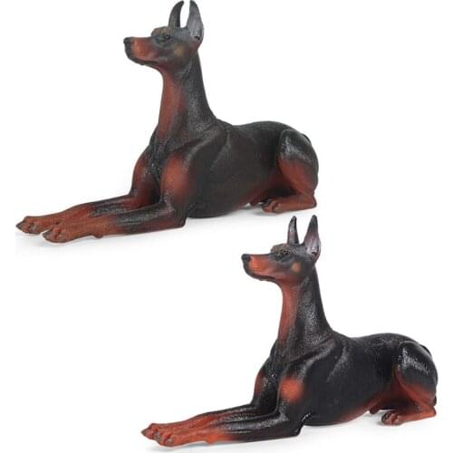 Simulation Plastic Dobermann Bulldog Pet Dog Animal Figure Model Collector Decor Kids Educational Toys Gifts