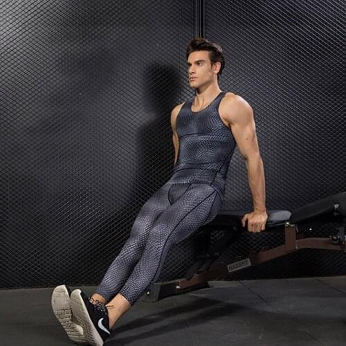 Mens Pro Cropped Pants Three-Dimensional Printing Fitness Apparel Sports Running Quick-Drying Stretch Tights Goth Clothes