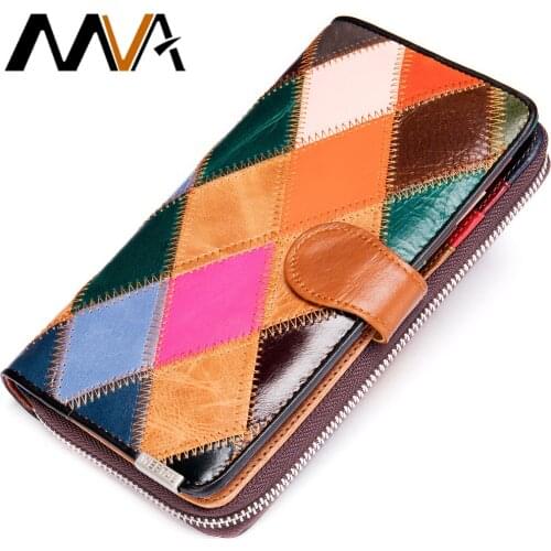 MVA Coin Wallet Women Purses Womens Wallet Made Of Leather Colorful Clutch Bags Genuine Leather Purse Female Wallets Long 3107