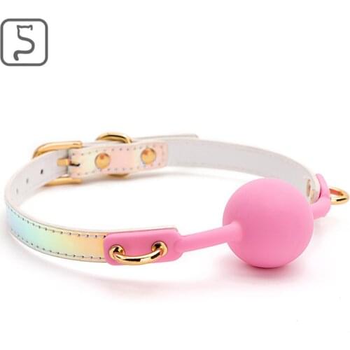 Oral Fixation Soft Silicone Ball PU Leather Bondage Gag Mouth Stuffed Sex Toys for Couples Adult Games Adult Sex Toys