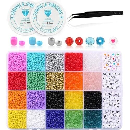 6800Pcs Pony Beads Kit, Mix Color Bicone/Rondelle/Letter Beads Assorted in Box, Small Beads for Bracelet Making Jewelry Making