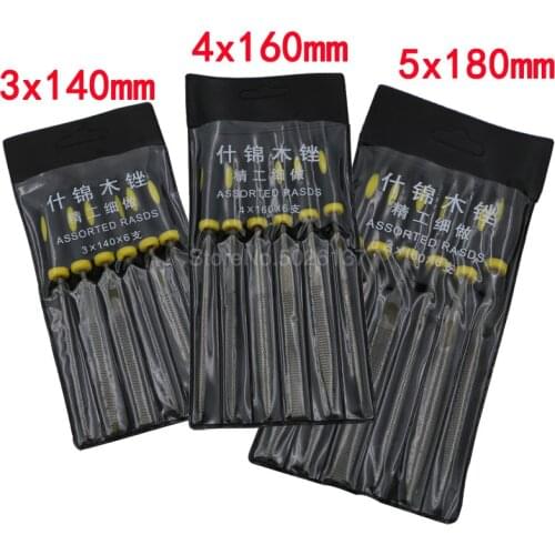 6PCS Mini Wood Rasp Assorted Files Set Carpentry Filing Tool 5X180MM 4X160MM 3X140MM Rasps Needle Flat Triangular