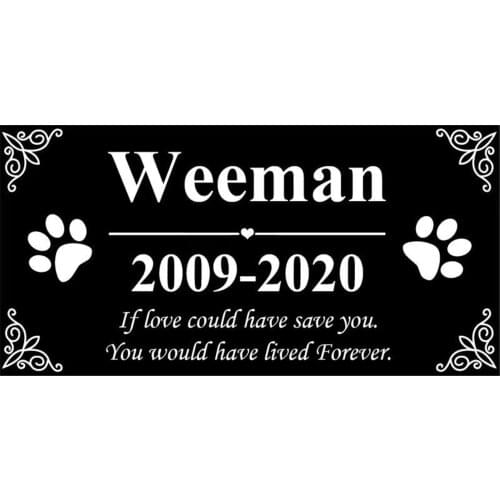 Natural Granite Personalized Pet Memorial Stone, Creative Cat Dog Paws Print Pets Tombstone, 30X15CM
