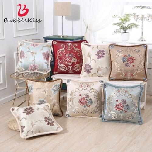 Bubble Kiss Yarn-Dyed Jacquard Cushion Cover Sofa Bedroom Bedside Decorative Pillow Cover Household Goods Embroidery Pillowcase