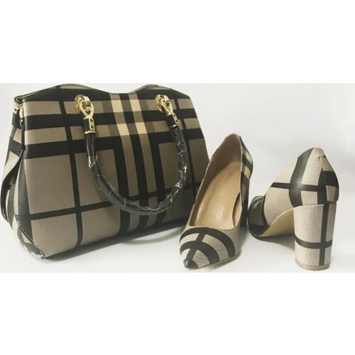 Latest Soft Heel Shoes With Matching Bag WENZHAN Good Leather heel pointed toe women shoes With Pretty HandBags 36-43 A201-13