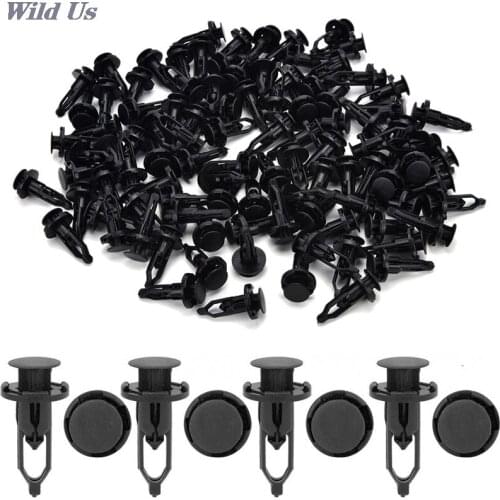 New 100X 9mm Black color Car Door Trim Fender Clips Plastic Rivets Fastener for Toyota