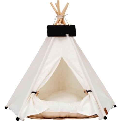 Pet Tent House Cat Bed Portable Teepee with Thick Cushion Available for Dog Puppy Excursion Outdoor Indoor Small Animals Bed