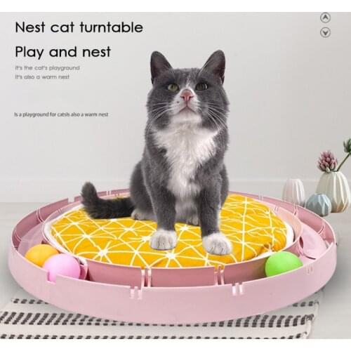 Pet Interactive Cat Toys Turntable Pet Smart Track with Color Ball Training Amusement Plate Toy Cat Mat