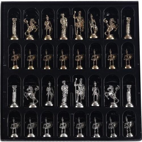 Gift Home Small Size Metal Roman Chess Stone Bright Intelligence, Mind Game in Checkmate Hobby, Leisure, Accessories And Play Beautiful Appearance