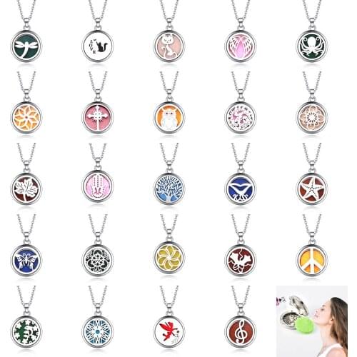 Mixed style Stainless Steel Aroma Box Pendant Necklace Magnetic Aromatherapy Essential Oil Diffuser Box Locket Pendant Jewelry