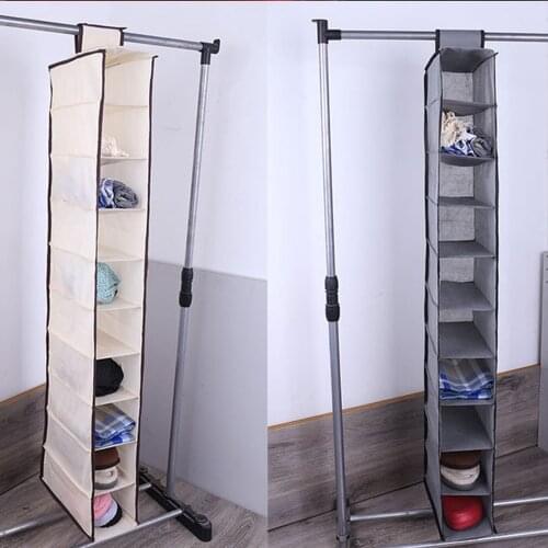 Non-Woven Fabric Hanging Wardrobe Storage Holder Cabinets storage Bag Home decor 10-layer Large Capacity Sorting Clothing