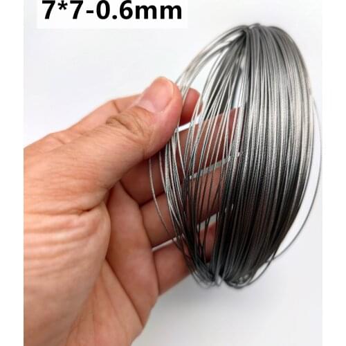 50M/100M 0.6mm Diameter 7X7 Construction 304 Stainless steel Wire rope Alambre Softer Fishing Lifting Cable