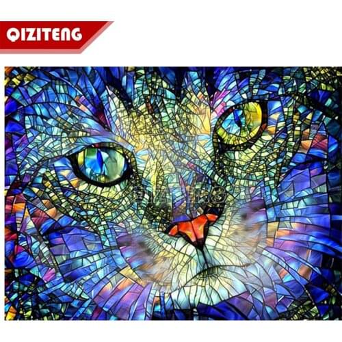 QIZITENG New Arrivals 5D Diamond Painting Kit Cat Full Square/Round Diamond Embroidery Sale Animal Handicraft Home Decor Gifts